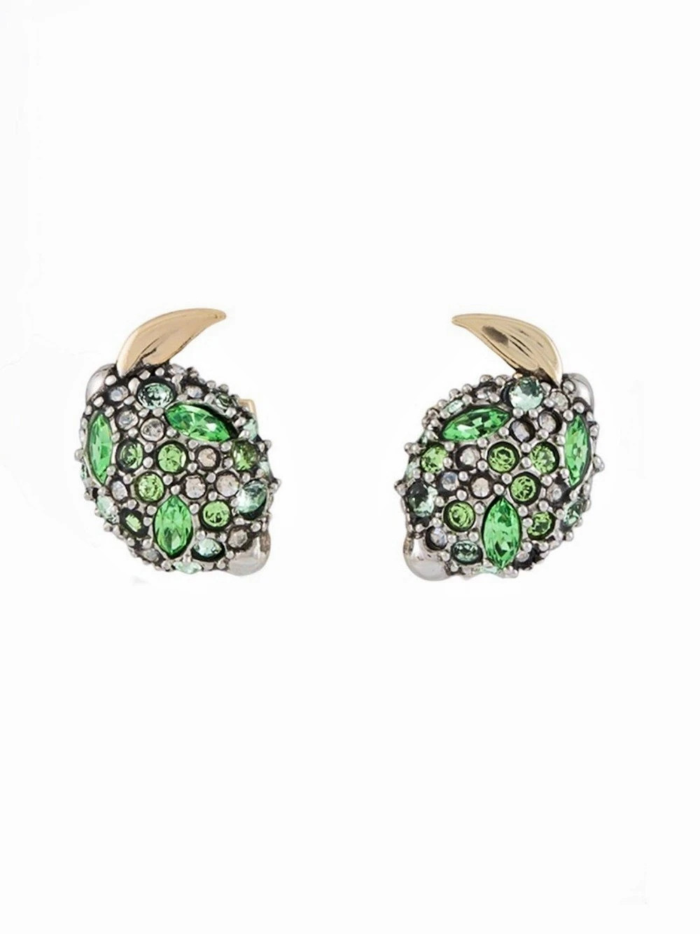 NEW Alexis Bittar Crystal Encrusted Lime Stud Earrings Peridot Green Gold OC01